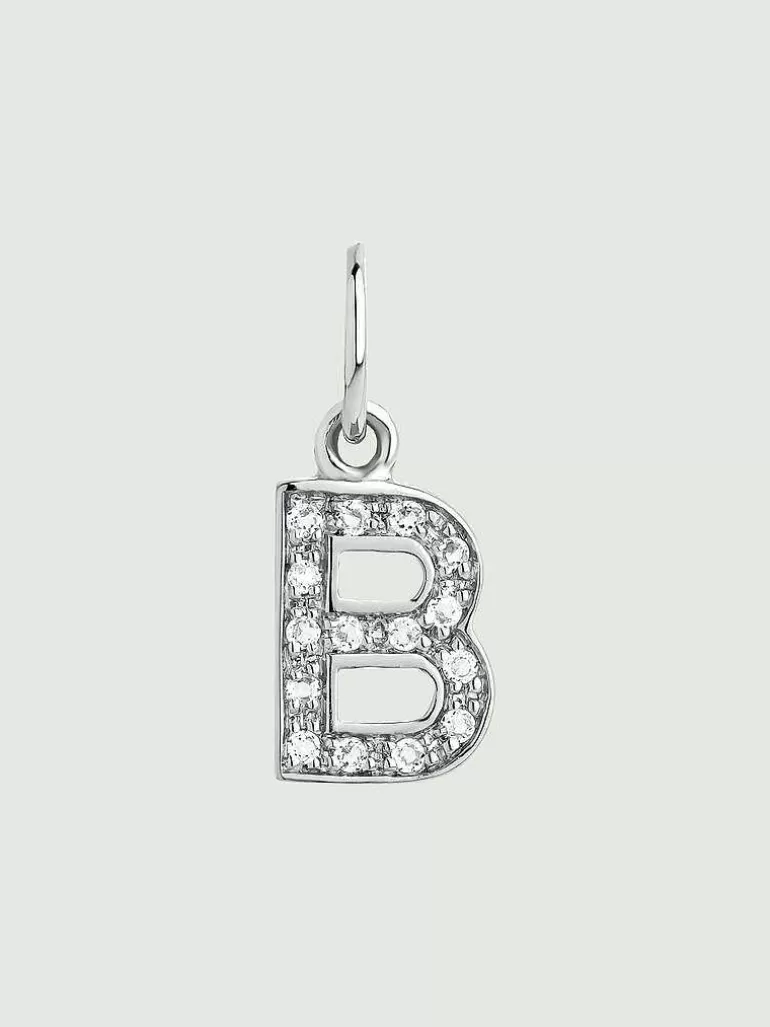 Charms De Letras-Aristocrazy Charm De Plata 925 Y Topacios Blancos Inicial B