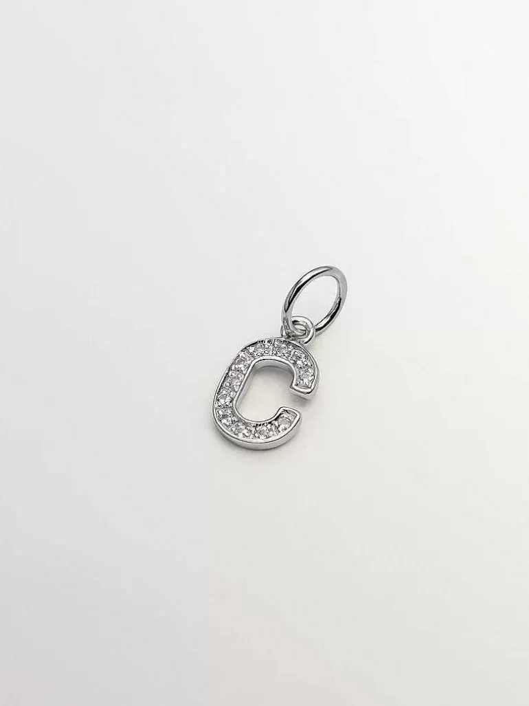 Charms De Letras-Aristocrazy Charm De Plata 925 Y Topacios Blancos Inicial C