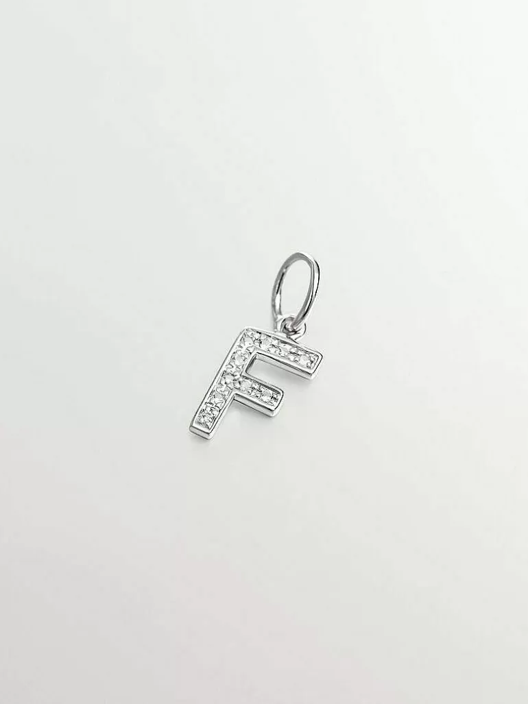 Charms De Letras-Aristocrazy Charm De Plata 925 Y Topacios Blancos Inicial F