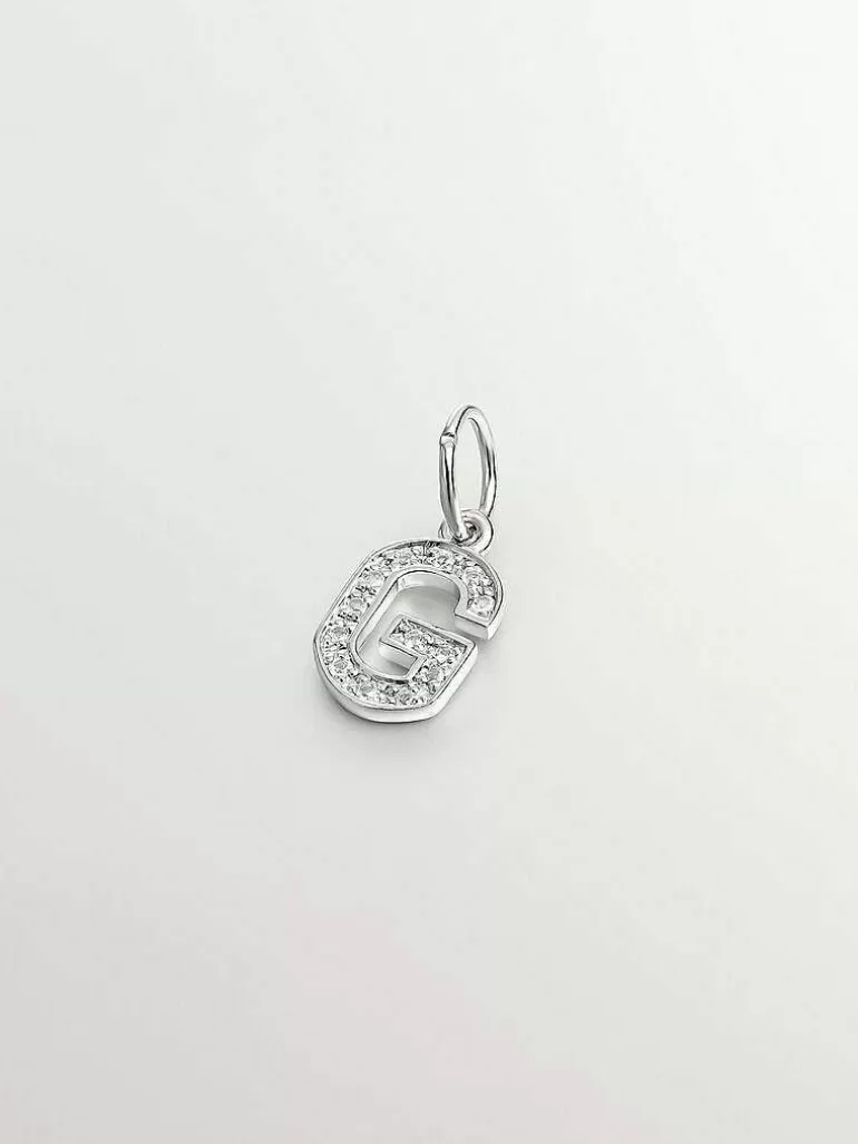 Charms De Letras-Aristocrazy Charm De Plata 925 Y Topacios Blancos Inicial G