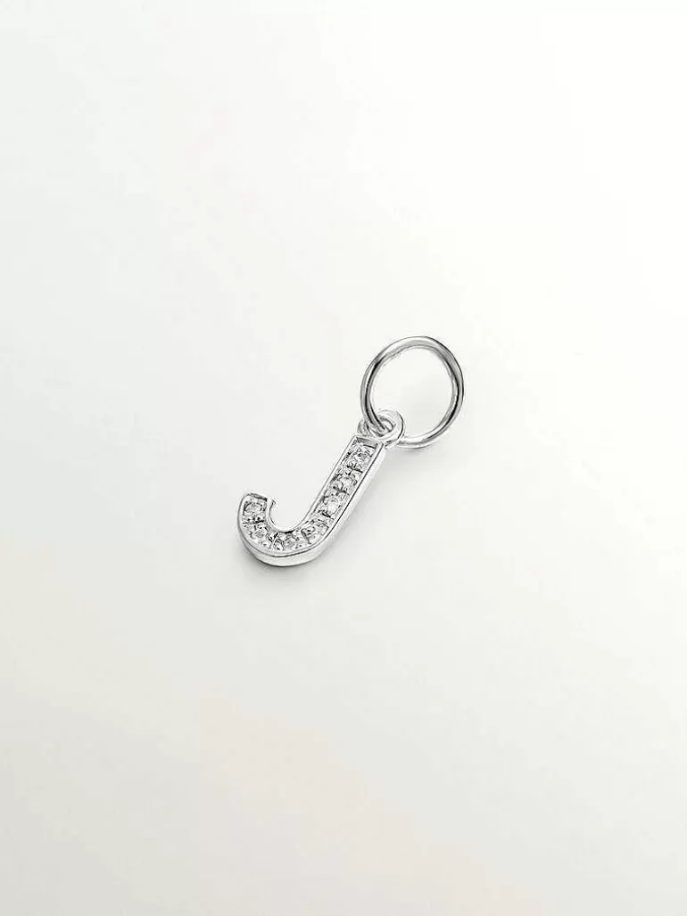 Charms De Letras-Aristocrazy Charm De Plata 925 Y Topacios Blancos Inicial J