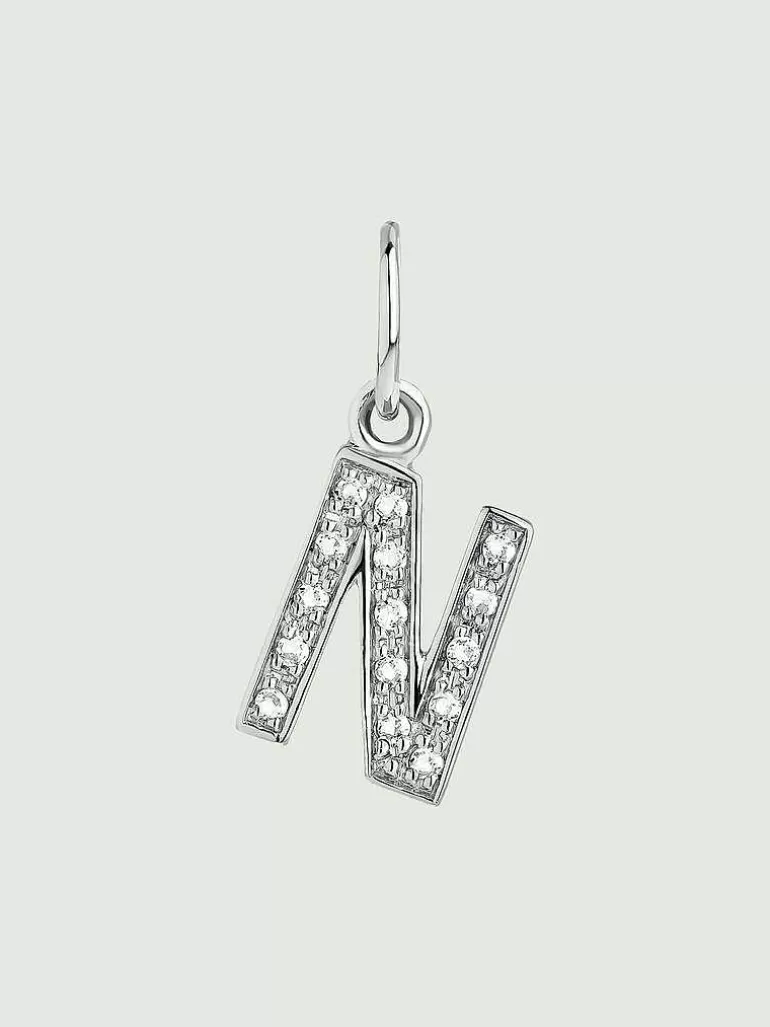 Charms De Letras-Aristocrazy Charm De Plata 925 Y Topacios Blancos Inicial N