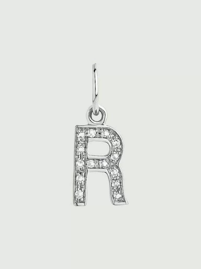 Charms De Letras-Aristocrazy Charm De Plata 925 Y Topacios Blancos Inicial R