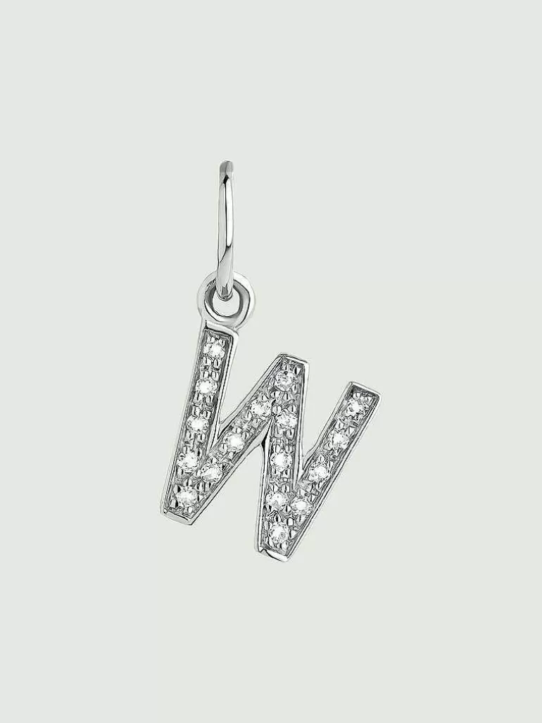 Charms De Letras-Aristocrazy Charm De Plata 925 Y Topacios Blancos Inicial W