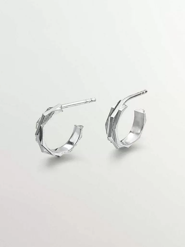 Pendientes De Plata-Aristocrazy Pendientes De Aro De Plata 925 Con Acabado Geometrico