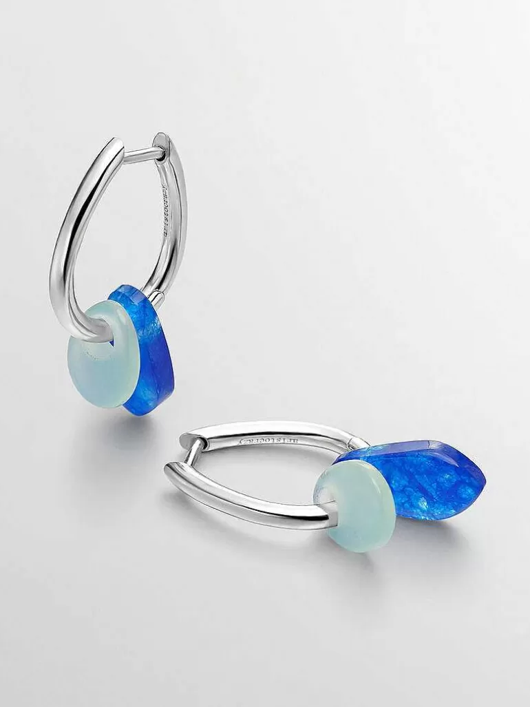 Pendientes De Plata-Aristocrazy Pendientes De Aro De Plata 925 Con Jade Azul