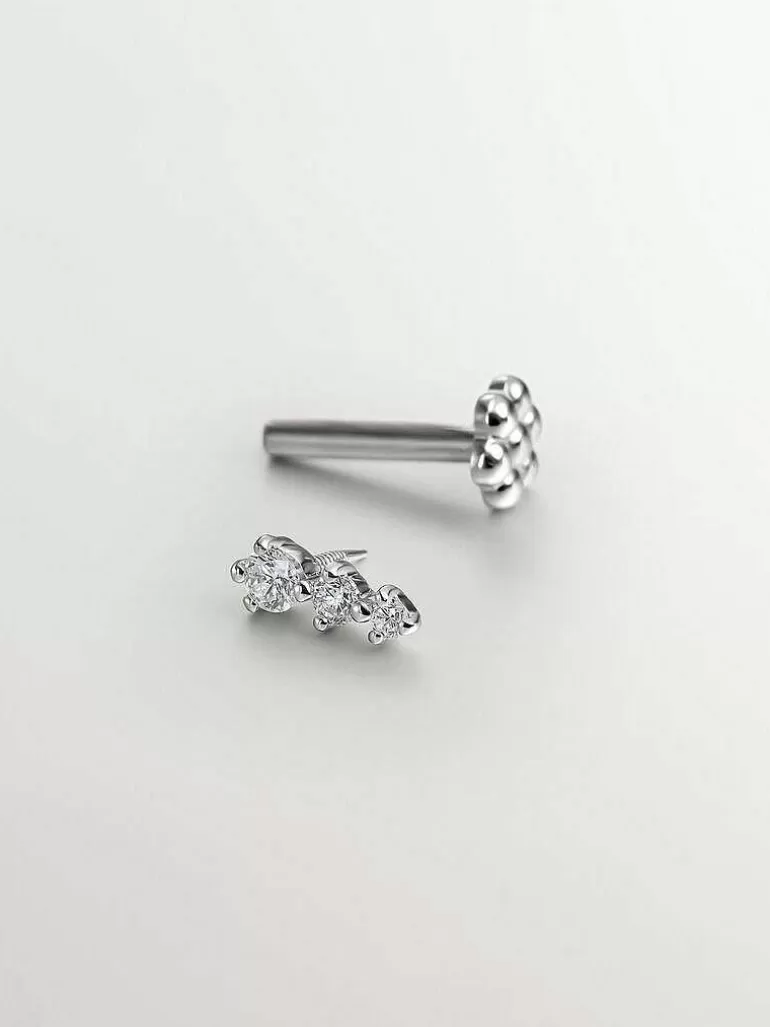 Pendientes Y Piercings Con Diamantes-Aristocrazy Piercing De Oro Blanco De 18K Con Diamantes