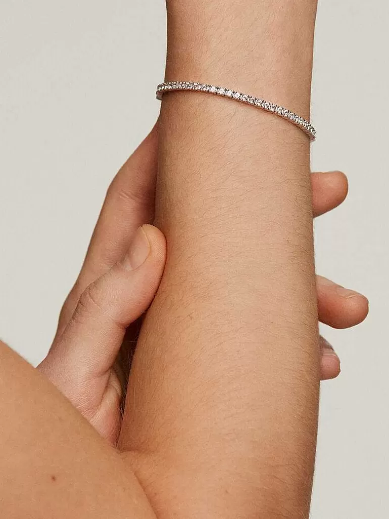 Brazaletes Y Pulseras Rígidas-Aristocrazy Pulsera De Plata 925 Con Topacios Blancos